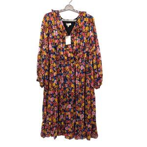 Skies Are Blue Curvy Floral Babydoll Midi Dress Women Size 2X Tiered Cottagecore